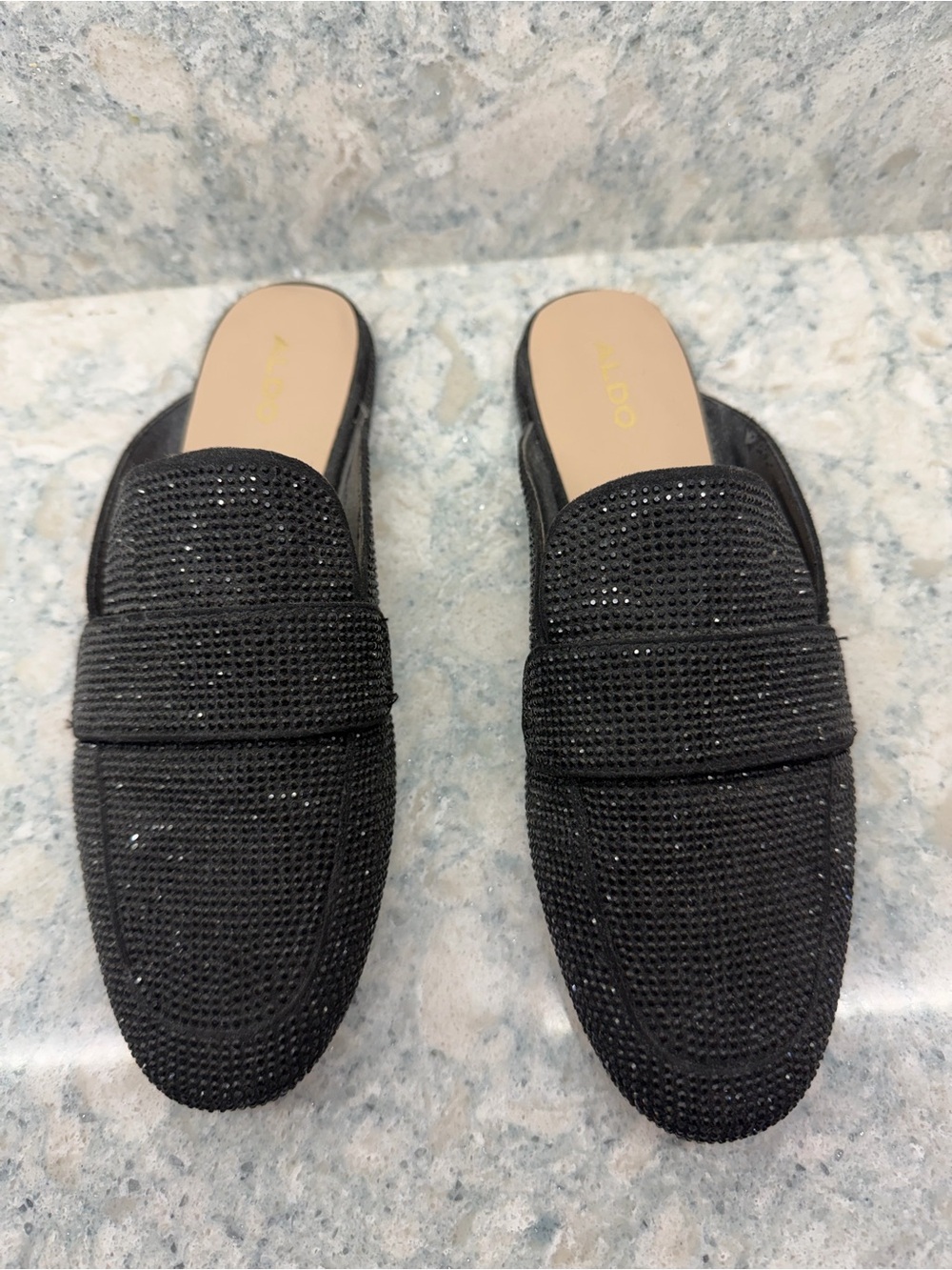 Aldo Black Embellished Slip-On Slide